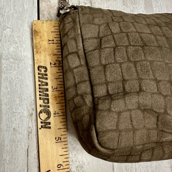 Cole Haan Gray Crocodile Print Camille Crossbody Bag Silver Chain Hardware Mini - Picture 11 of 16